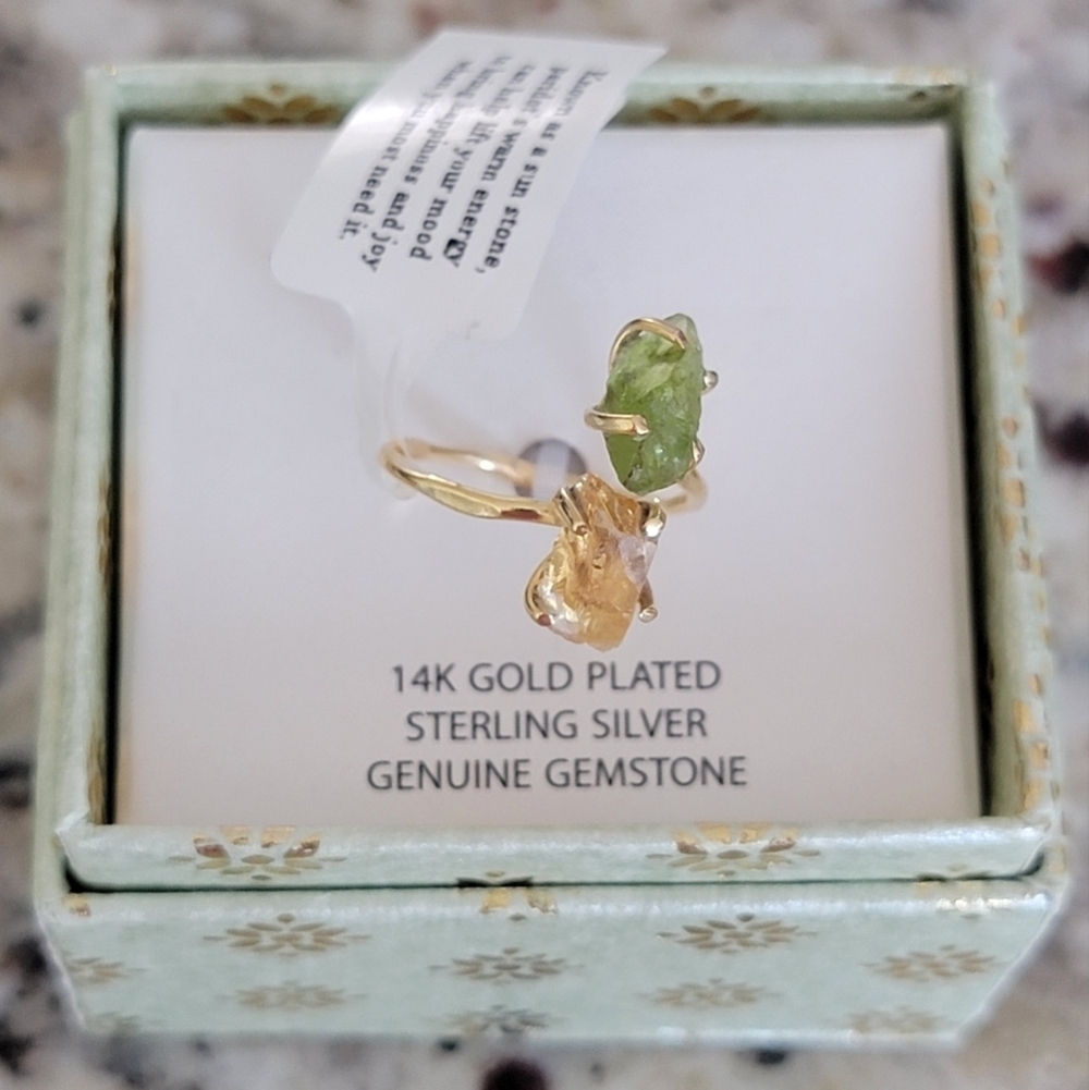 Shivam Sterling Silver Gold Plated Adjustable Ring NWT